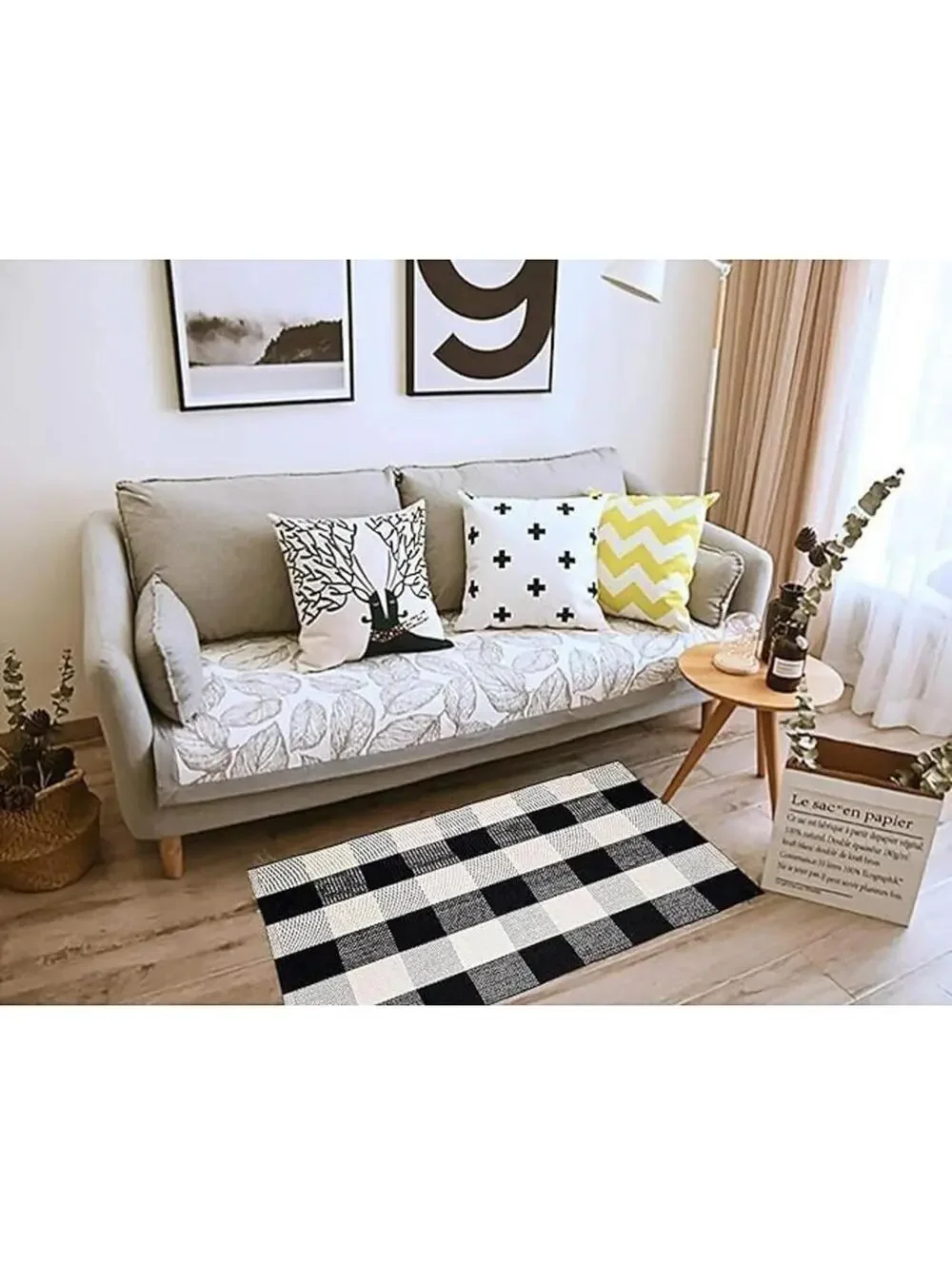 Black & White Checkered Plaid Front Door Outdoor Mat Carpet, Brand New